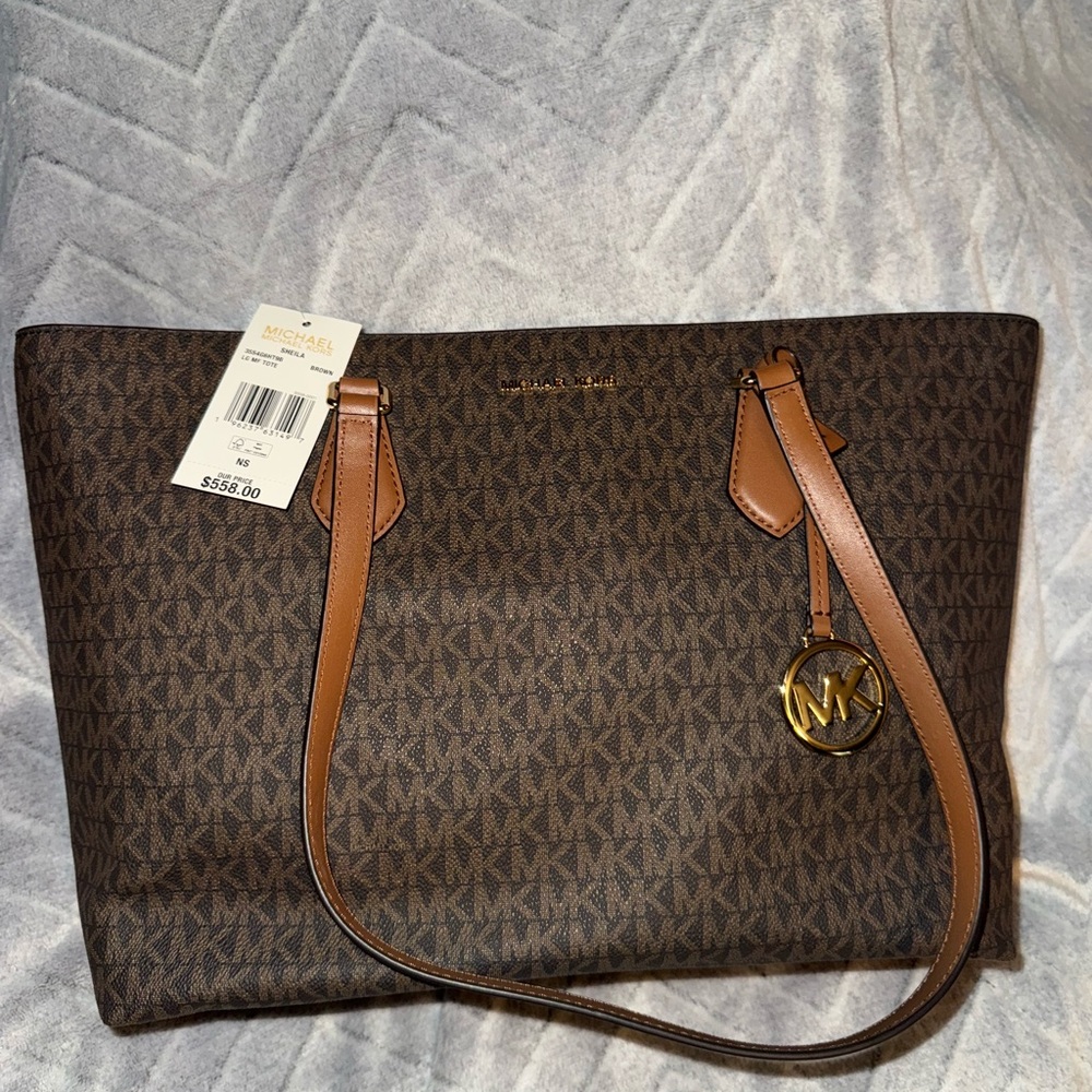 Michael Kors Brown and Tan Logo Tote